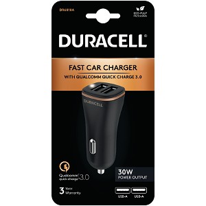 Duracell 18W + 12W USB-A opladning i bilen