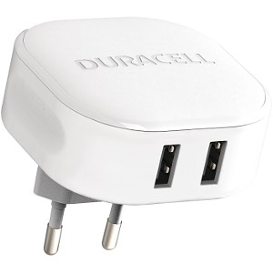 Duracell 2 x 2,4 A USB-oplader til telefoner/tablets